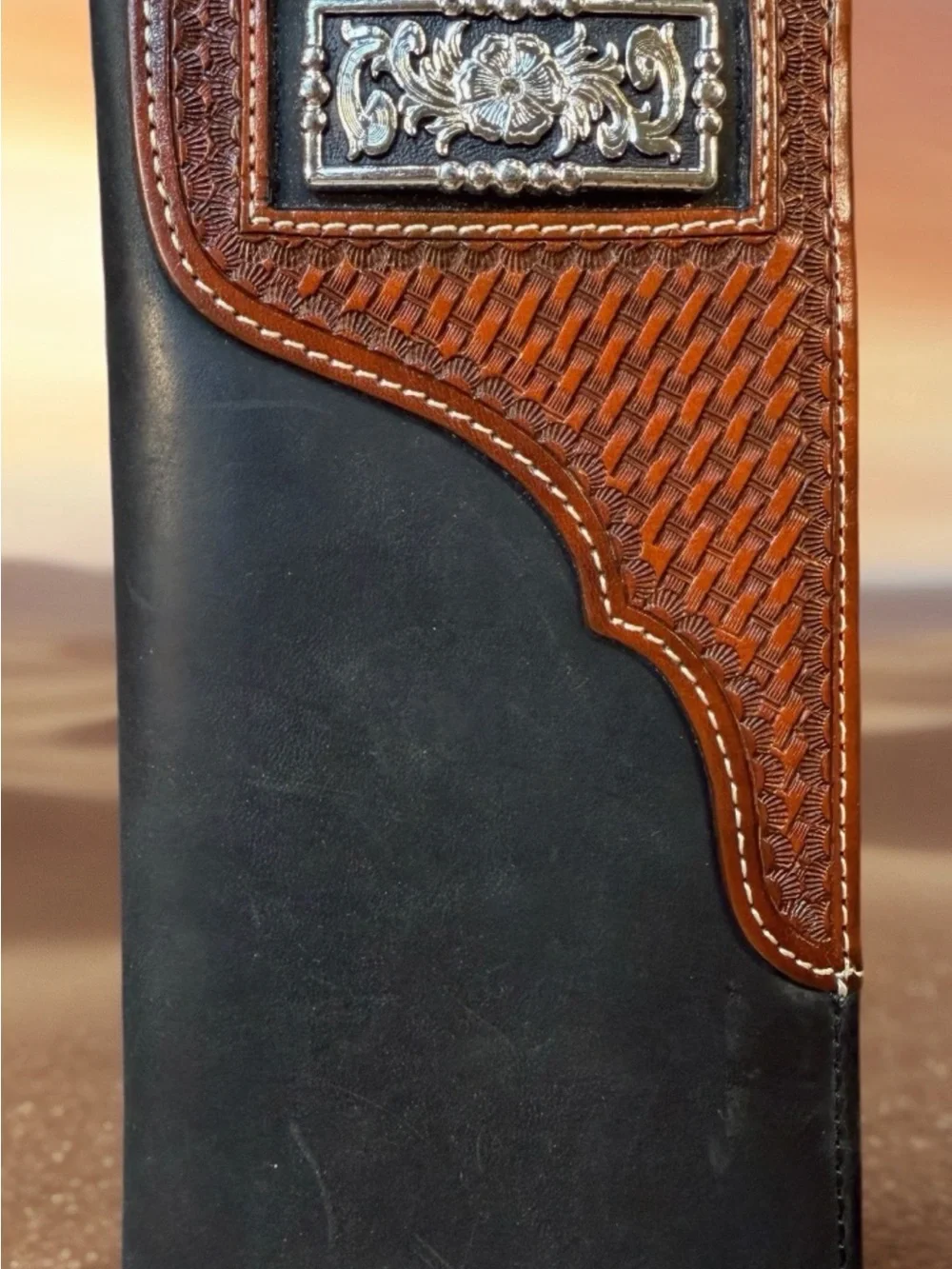 MEN'S WESTERN 3D WALLET/CHECKBOOK GENUINE LEATHER LONG BI FOLD TALL RODEO WALLET